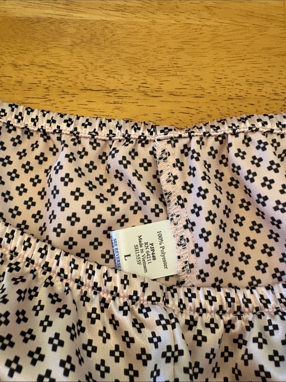 Linea Donatella Cream and Black Geometric Two-Piece Pajama Set - Picture 6 of 9